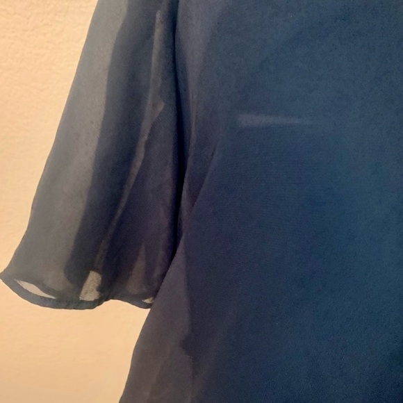 NEW Banana Republic Blouse SP Small Petite Black Sheer Layer over Modal Lining - Picture 7 of 13